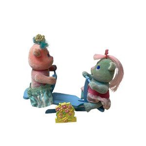 Tyco Bitsy Bears TeeterBear & TotterBear with seesaw Vintage 1991 FLAWS READ